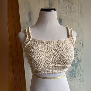 Zara Cream Crochet Tank Crop Top. Sz. Small. Boho! Festival! Sexy! Hippie